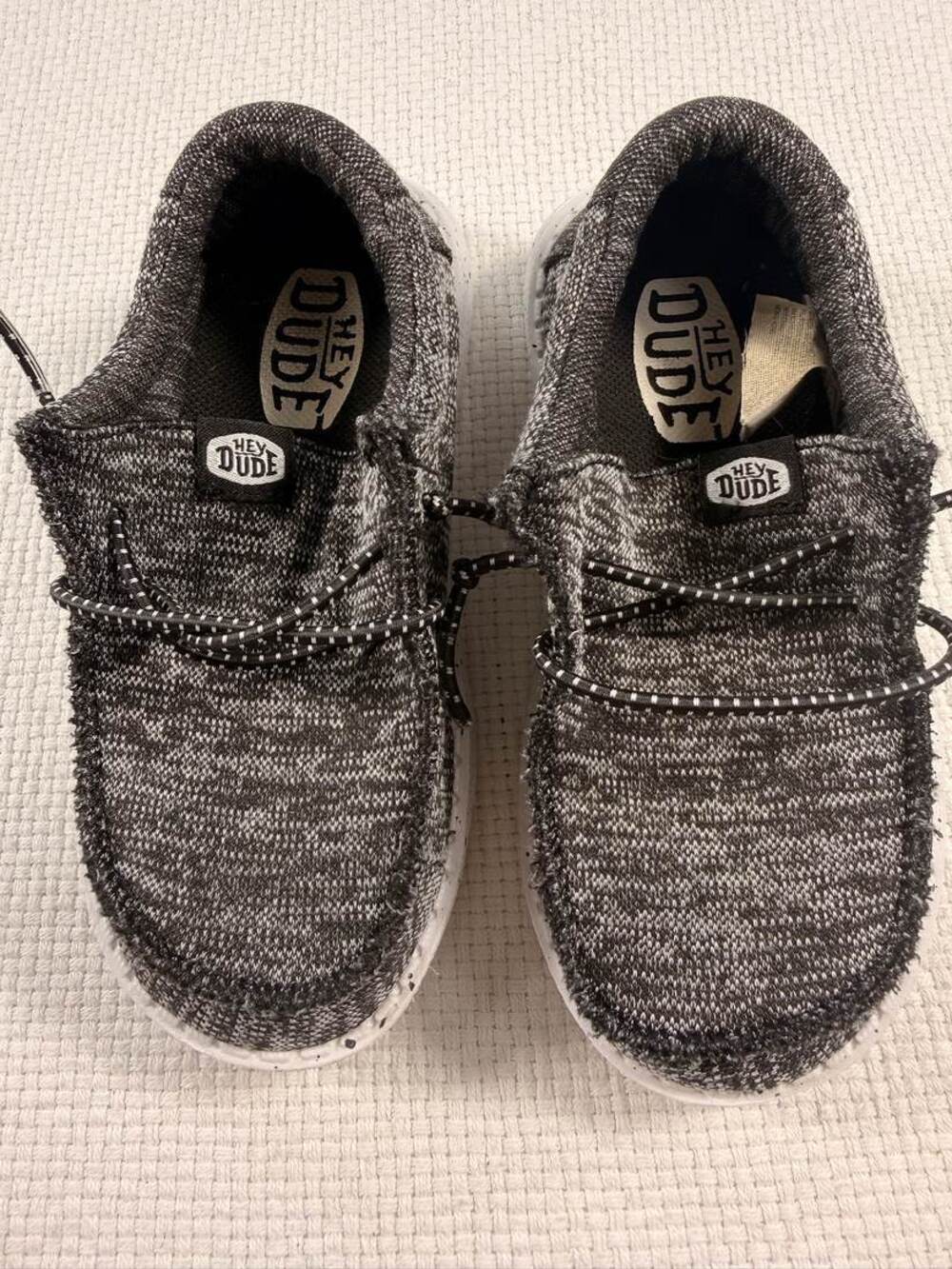Hey Dude Wally Toddler Black White Knit Shoes Size K8